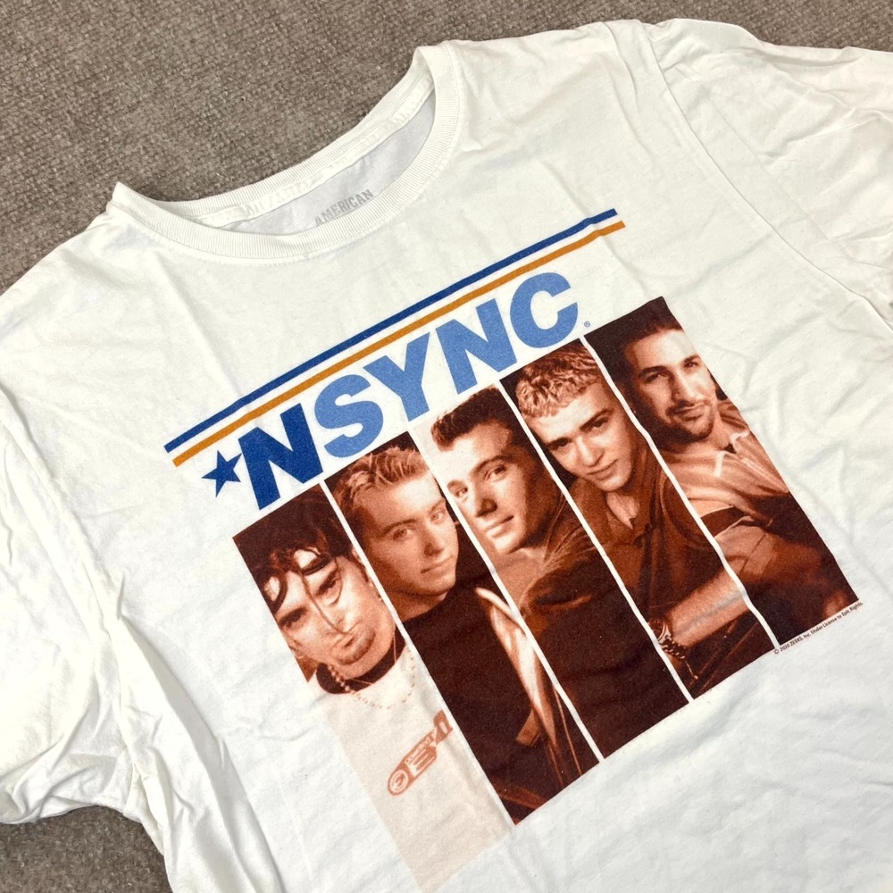 NSYNC American Classics T Shirt‎ Mens Large White Music Rock Y2K Graphic Print
